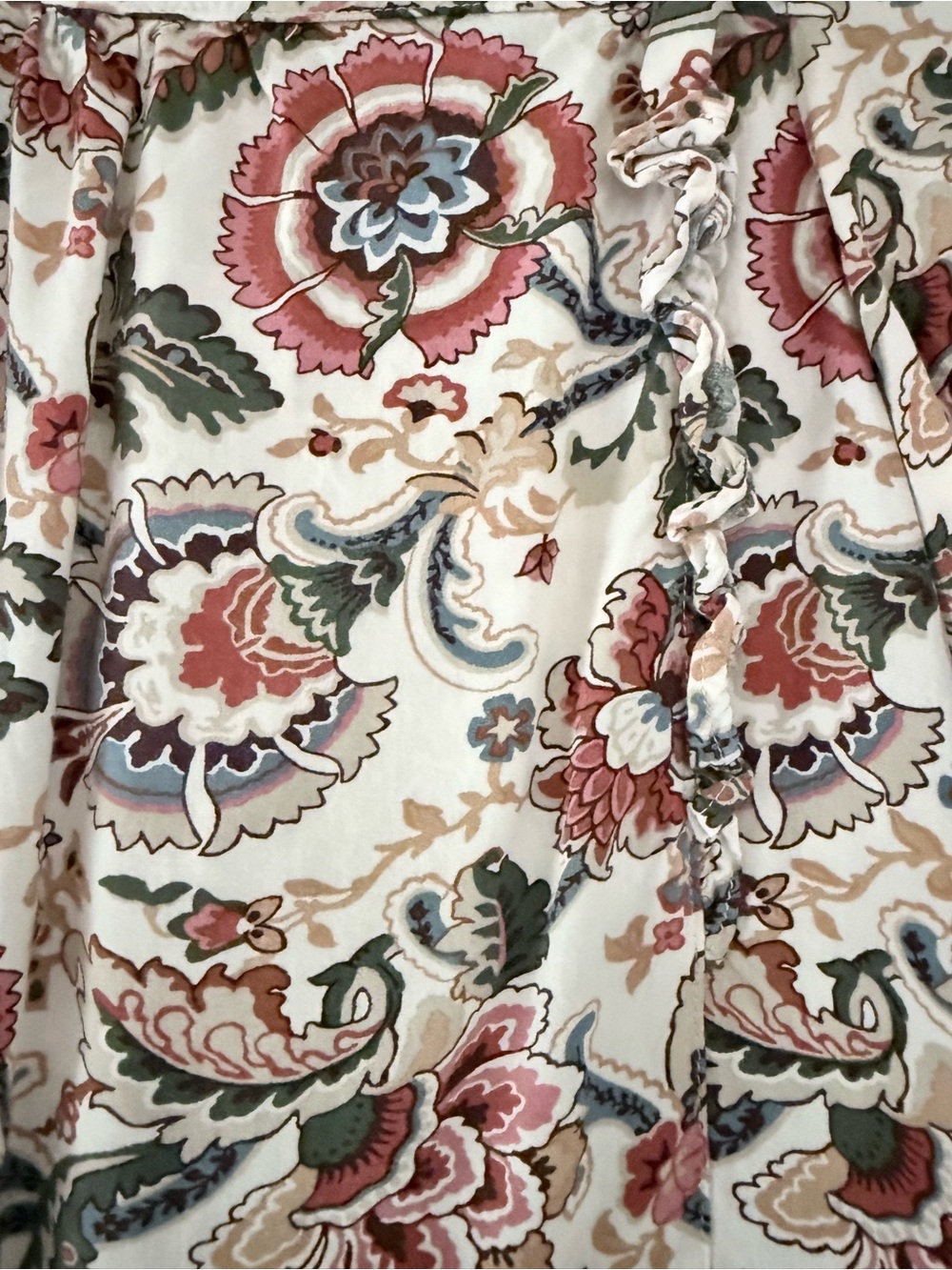 LOFT Paisley Floral Long-Sleeve Blouse in Ivory, Red, Green & Blue - Picture 3 of 3